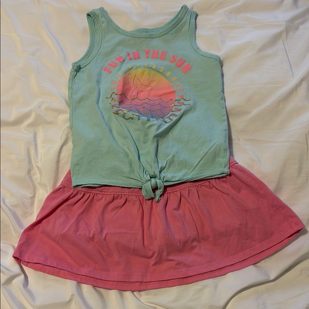 Kids Fun in the Sun Tank Top - Aqua and Pink